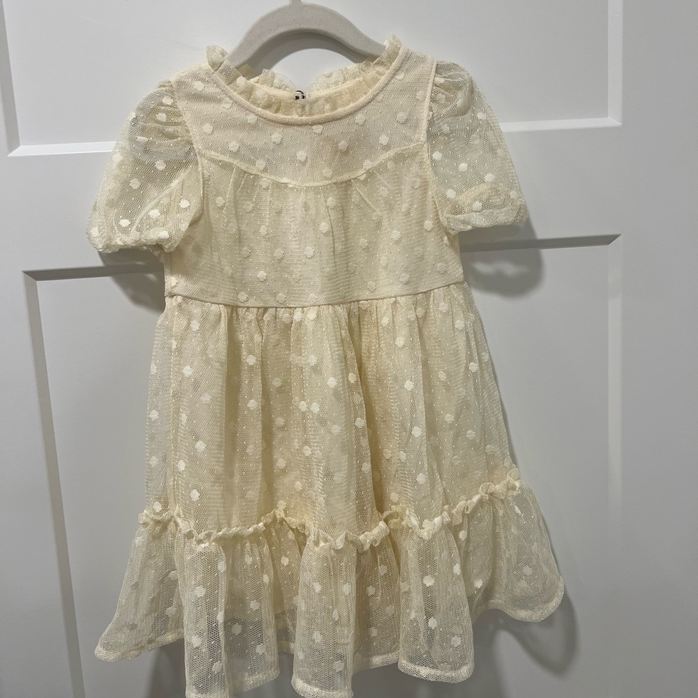 Art Class Cream Polka Dot Kids Dress